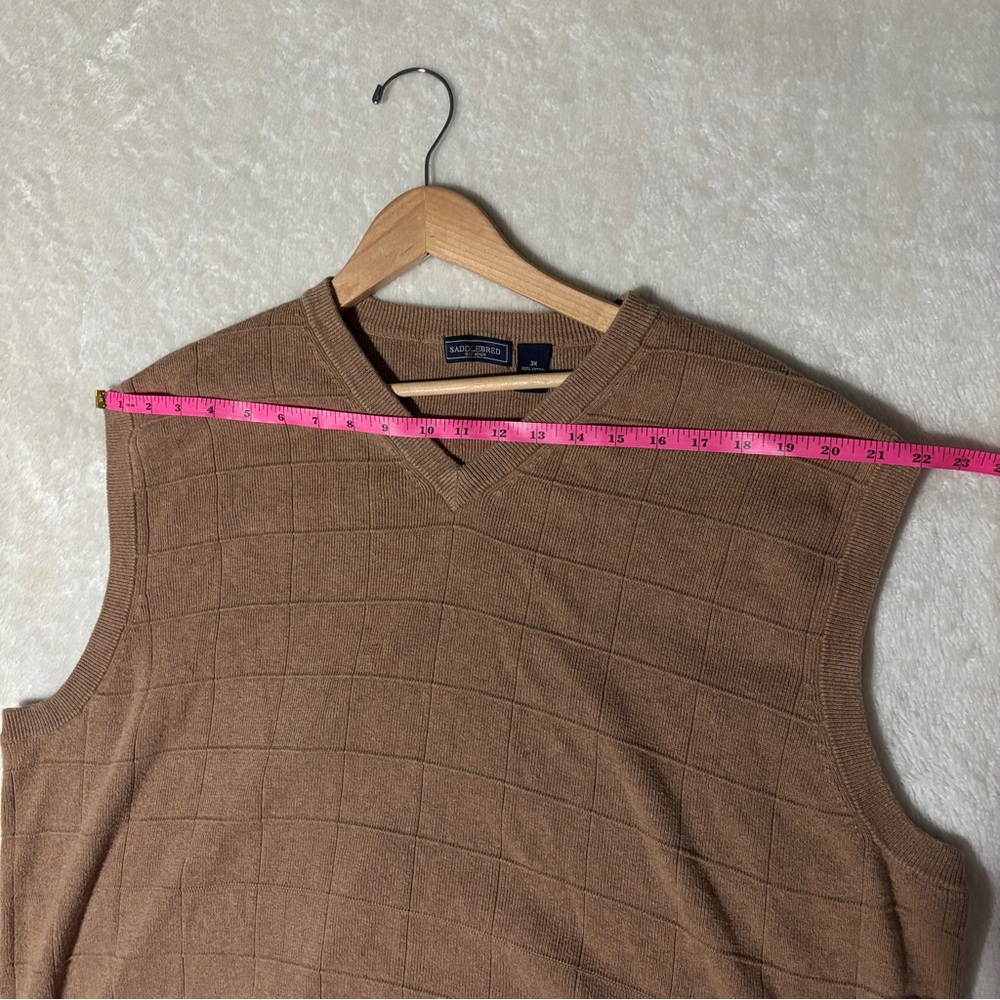 Saddlebred V-Neck Tan Sweater Vest 100%cotton - Picture 10 of 14